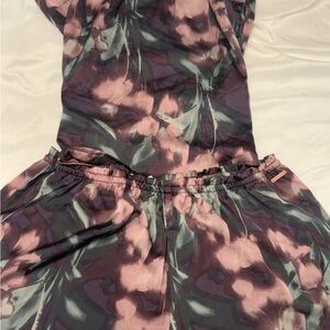 Danskin Floral Jumpsuit in Pink and Green